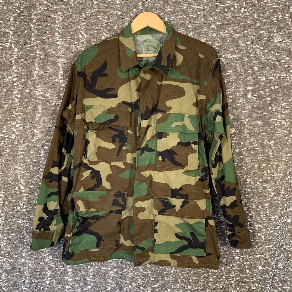 1990's U. S. Army Combat Coat Shirt Woodland Camo BDU‎ Camouflage Small Regular